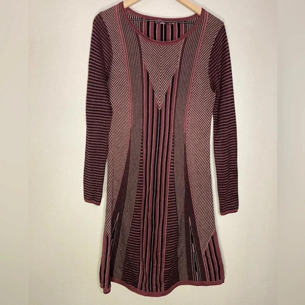 Prana Whitley Long Sleeve Lightweight Sweater Dress size Small Burgundy‎ boho